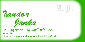 nandor janko business card